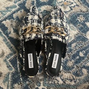 Steve Madden Tweed Chain Detail Mules